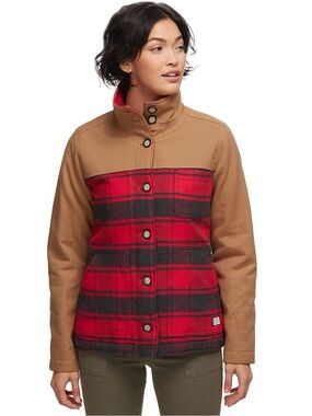 Kavu Highlands Red Plaid & Tan Utility Button Jacket